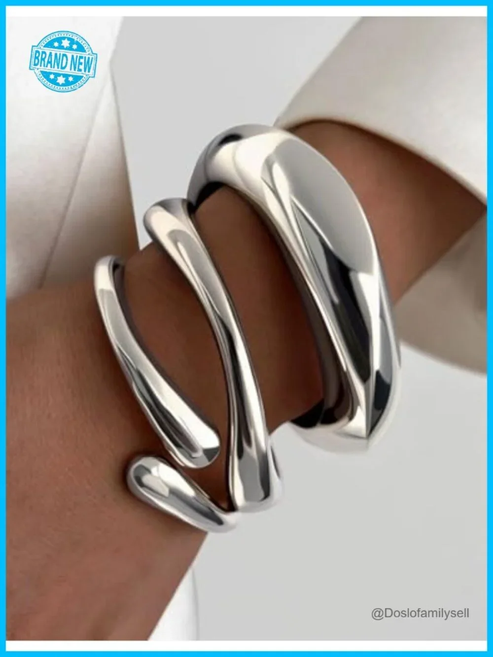 Chunky Gold Plated Bangle Bracelets Set Stackable Cuff Statement Jewelry